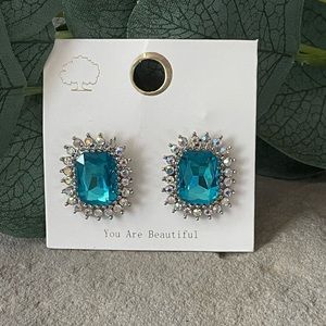 Blue rhinestone studs